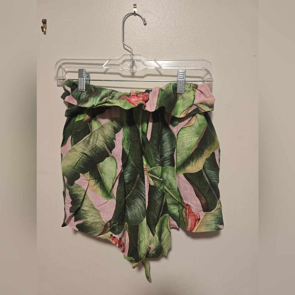 NWOT Farm Rio Pink Palms Paperbag Shorts - Picture 4 of 6